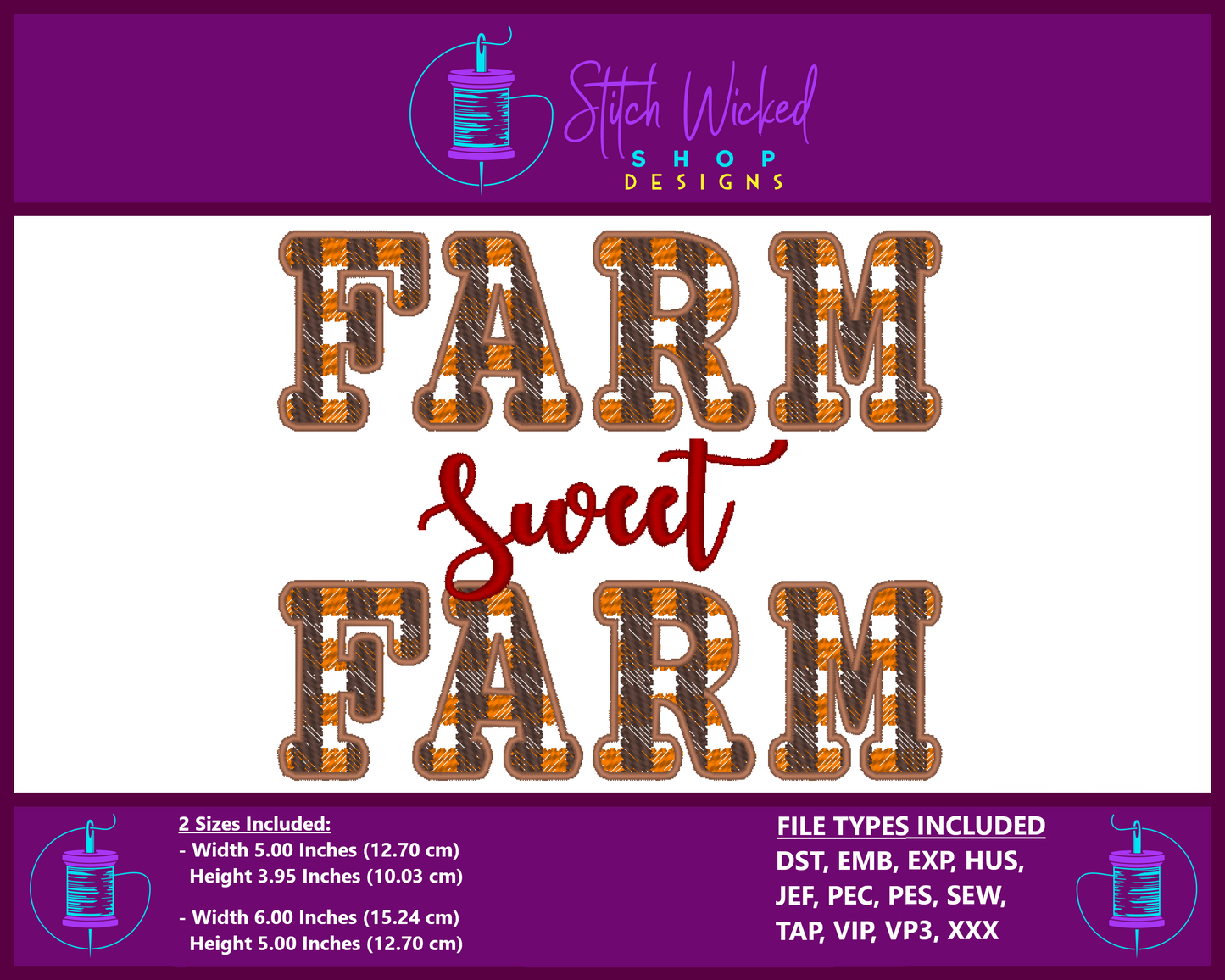Farm Sweet Farm Machine Embroidery Design