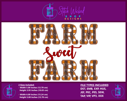 Farm Sweet Farm Machine Embroidery Design