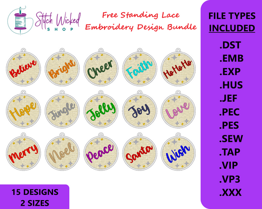 Free Standing Lace Christmas Ball Ornaments Machine Embroidery Design Bundle, 15 FSL Designs