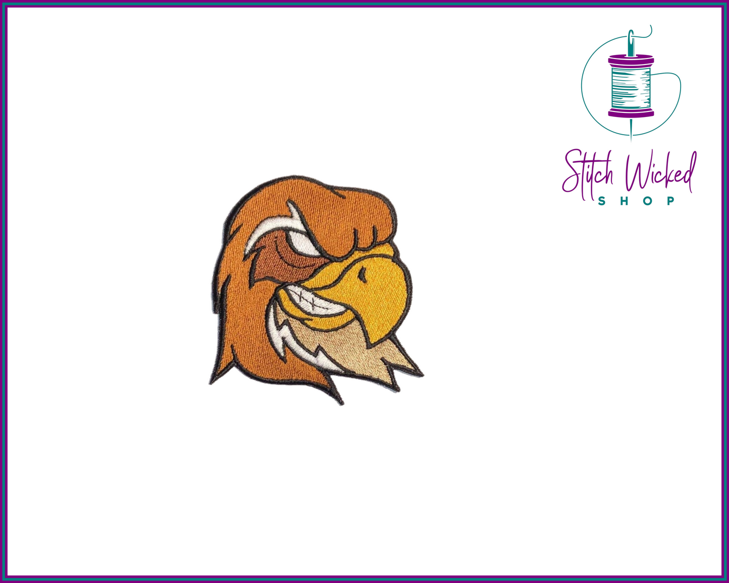 Falcon Head, Fully Embroidered Patch - Stitch Wicked Shop