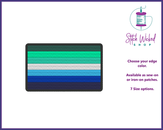 Gay Men's Pride Flag Embroidered Patch, LGBTQ Patches, Gay Pride Flag Patch, Rainbow Flag Patch, Gay Pride Gift, Iron On or Sew On, 7 Sizes