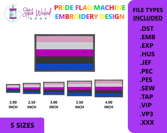 Genderfluid Pride Flag Machine Embroidery Design, LGBTQ Pride Flag Embroidery Design, 5 Sizes