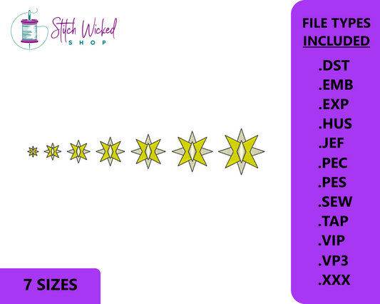 Mini Star Machine Embroidery Design