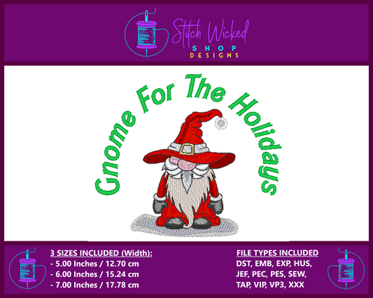 Gnome For The Holidays Santa Christmas Gnome Machine Embroidery Design - Stitch Wicked Shop