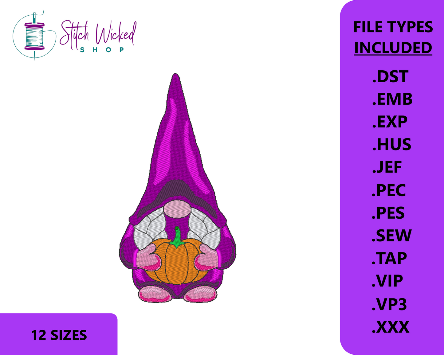 Girl Gnome With Pumpkin Machine Embroidery Design