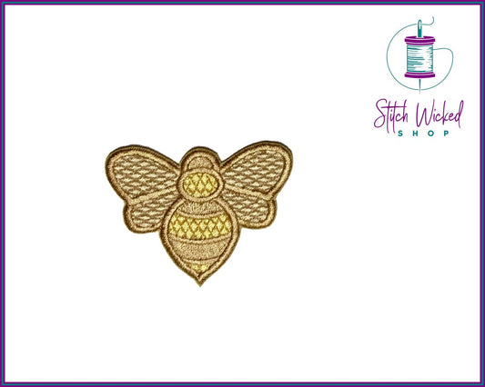 Golden Bumble Bee Iron On Patch - Stitch Wicked Shop