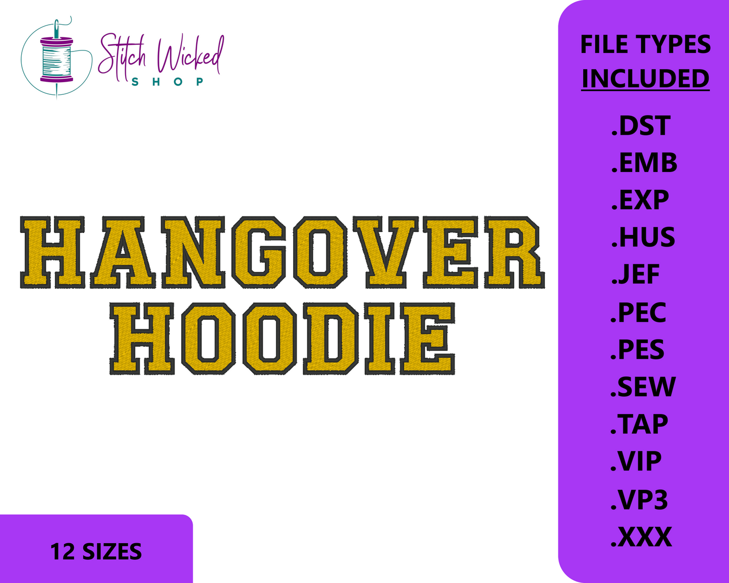 Hangover Hoodie Machine Embroidery Design