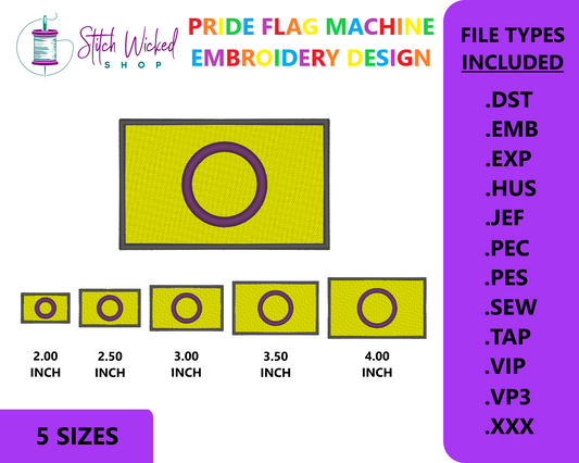 Intersex Pride Flag Machine Embroidery Design, LGBTQ Pride Flag Embroidery Design, 5 Sizes