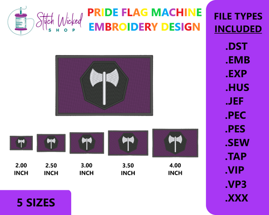 Lesbian Labrys Pride Flag Machine Embroidery Design, LGBTQ Pride Flag Embroidery Design, 5 Sizes