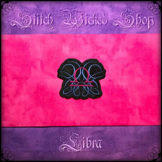 Libra Tribal Zodiac, Fully Embroidered Patch - Stitch Wicked Shop