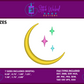 Mini Crescent Moon Satin Stitch Machine Embroidery Design, Mini Celestial Design, Tiny Star and Moon Instant Download, 7 Sizes Included