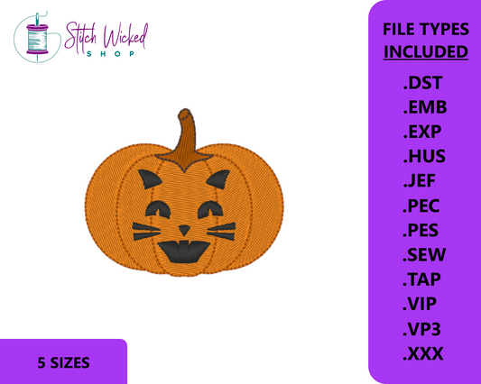 Jack O Lantern Machine Embroidery Design, Halloween Pumpkin Embroidery Design, Spooky Season Embroidery Design, 5 Sizes, Face 4