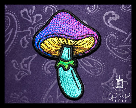 Mushroom Patch, Psychedelic Embroidered Patch, Mushroom Custom Embroidered Patch, Retro Patch, Foraging Backpack Patch, Hiking Forest Patch - Stitch Wicked Shop