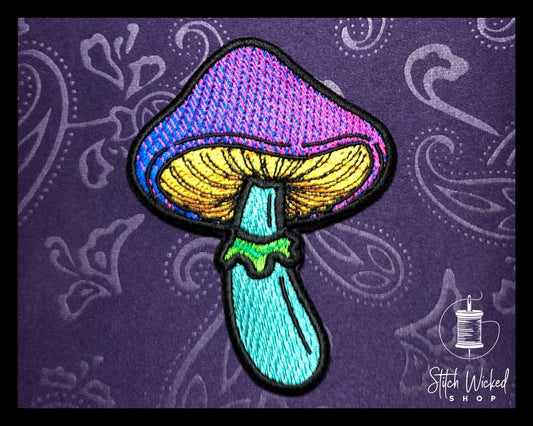 Mushroom Patch, Psychedelic Embroidered Patch, Mushroom Custom Embroidered Patch, Retro Patch, Foraging Backpack Patch, Hiking Forest Patch - Stitch Wicked Shop