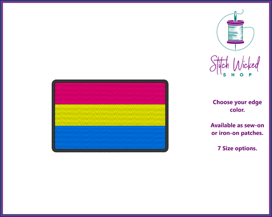 Pansexual Pride Flag Embroidered Patch, LGBTQ Patches, Gay Pride Flag Patch, Rainbow Flag Patch, Gay Pride Gift, Iron On or Sew On, 7 Sizes