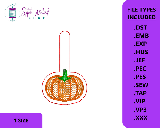 Fall Pumpkin Key Fob Embroidery Design