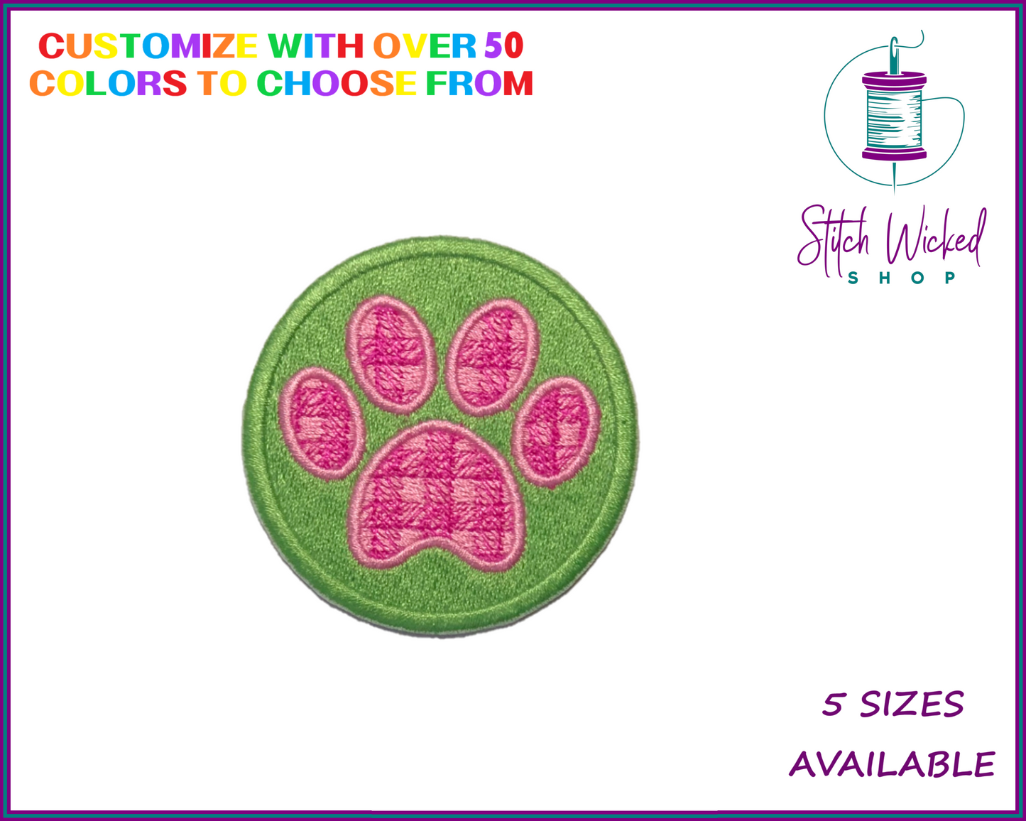 Plaid Paw Print Custom Embroidered Dog Merit Patch