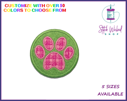 Plaid Paw Print Custom Embroidered Dog Merit Patch