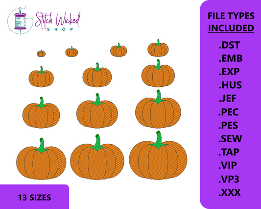 Mini Pumpkin Fall Halloween Embroidery Design
