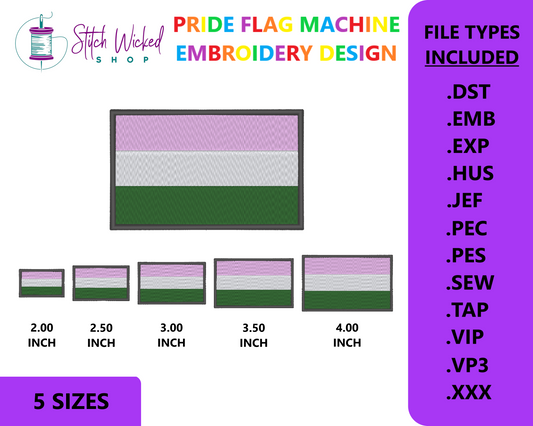 Genderqueer Pride Flag Machine Embroidery Design, LGBTQ Pride Flag Embroidery Design, 5 Sizes