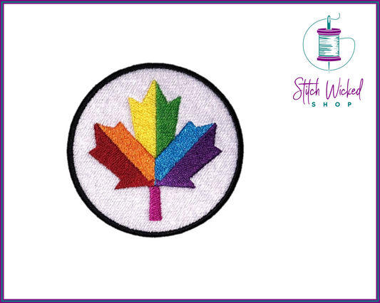 Rainbow Maple Leaf Embroidered Patch, Canada Pride Flag Maple Leaf, Embroidered Pride Patch, Rainbow Pride Flag Patch, Available in 5 Sizes