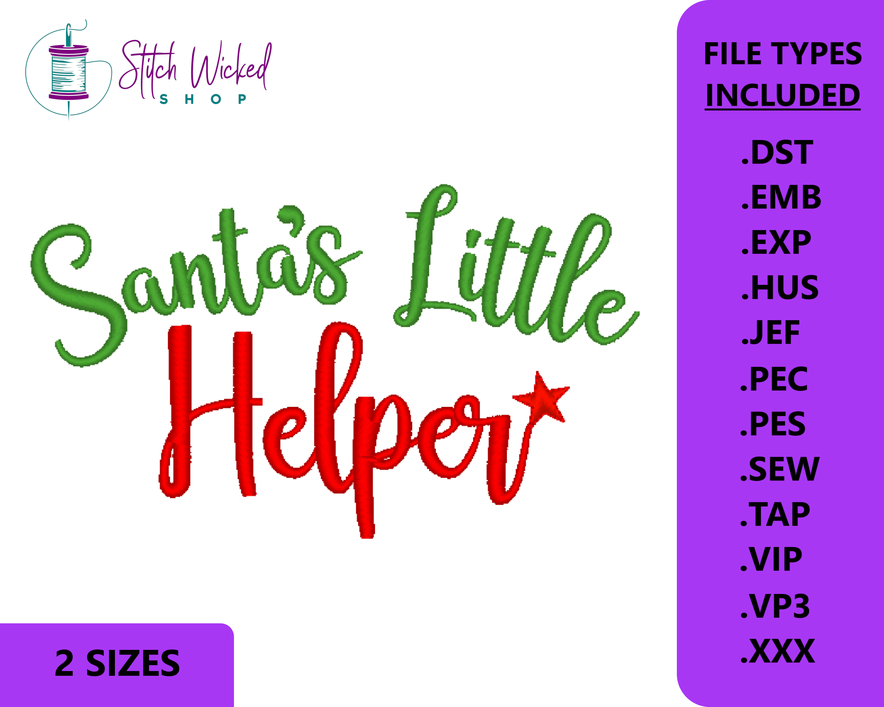 Santa's Little Helper Script Writing Machine Embroidery Design, Digita ...