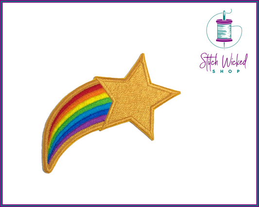 Shooting Star Rainbow Patch, Rainbow Star Patch, Shooting Star Embroidered Patch, Star Patch, Rainbow Patch, Kids Patches, Teacher Patches