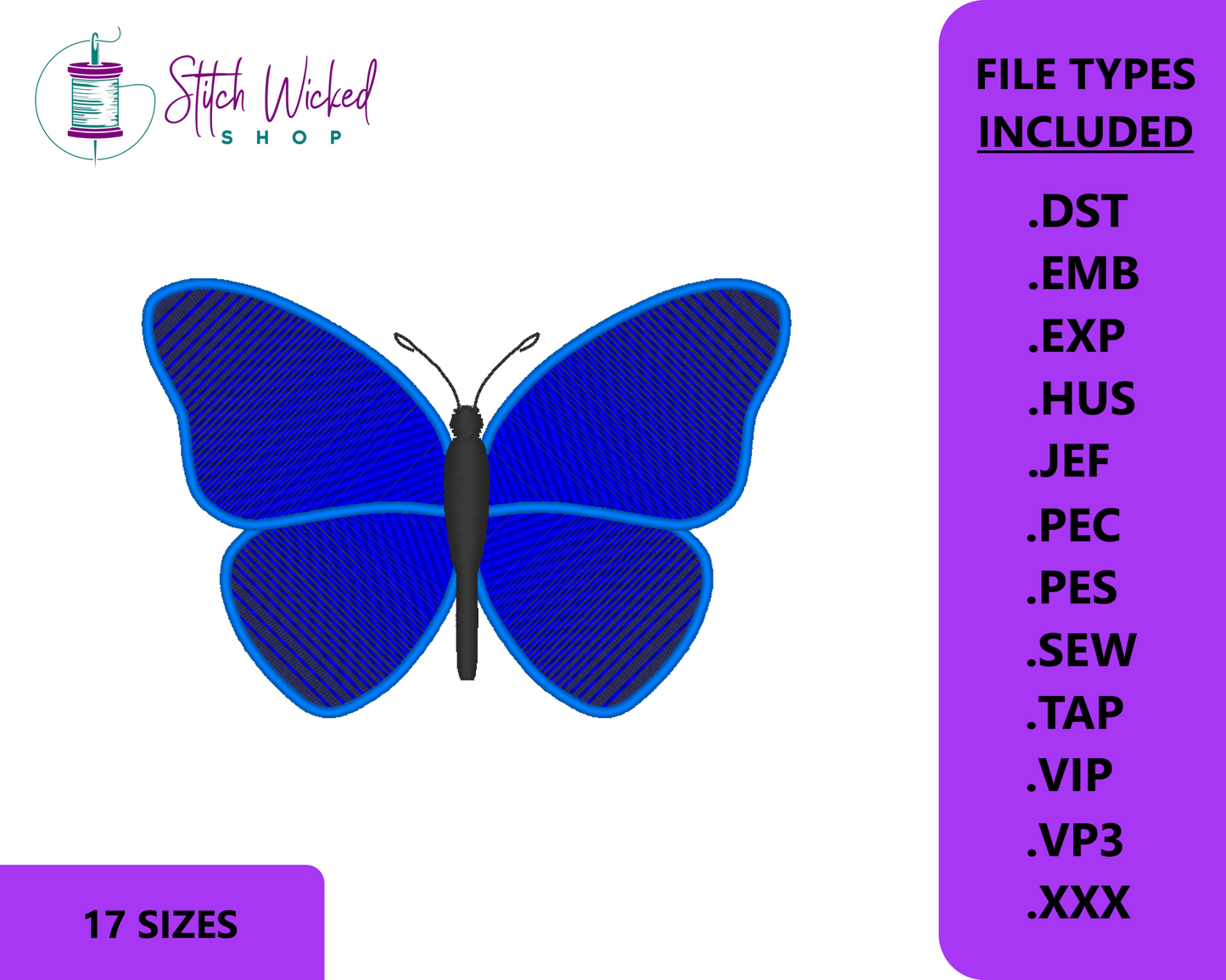 Butterfly Machine Embroidery Design, Small Butterfly With Shading