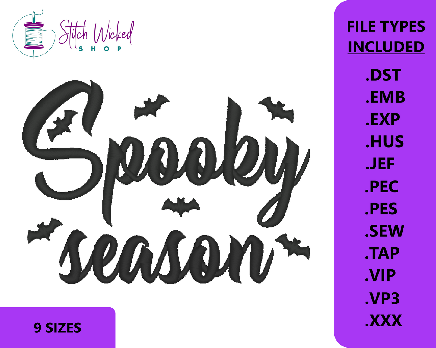 Spooky Season Bats Embroidery Design