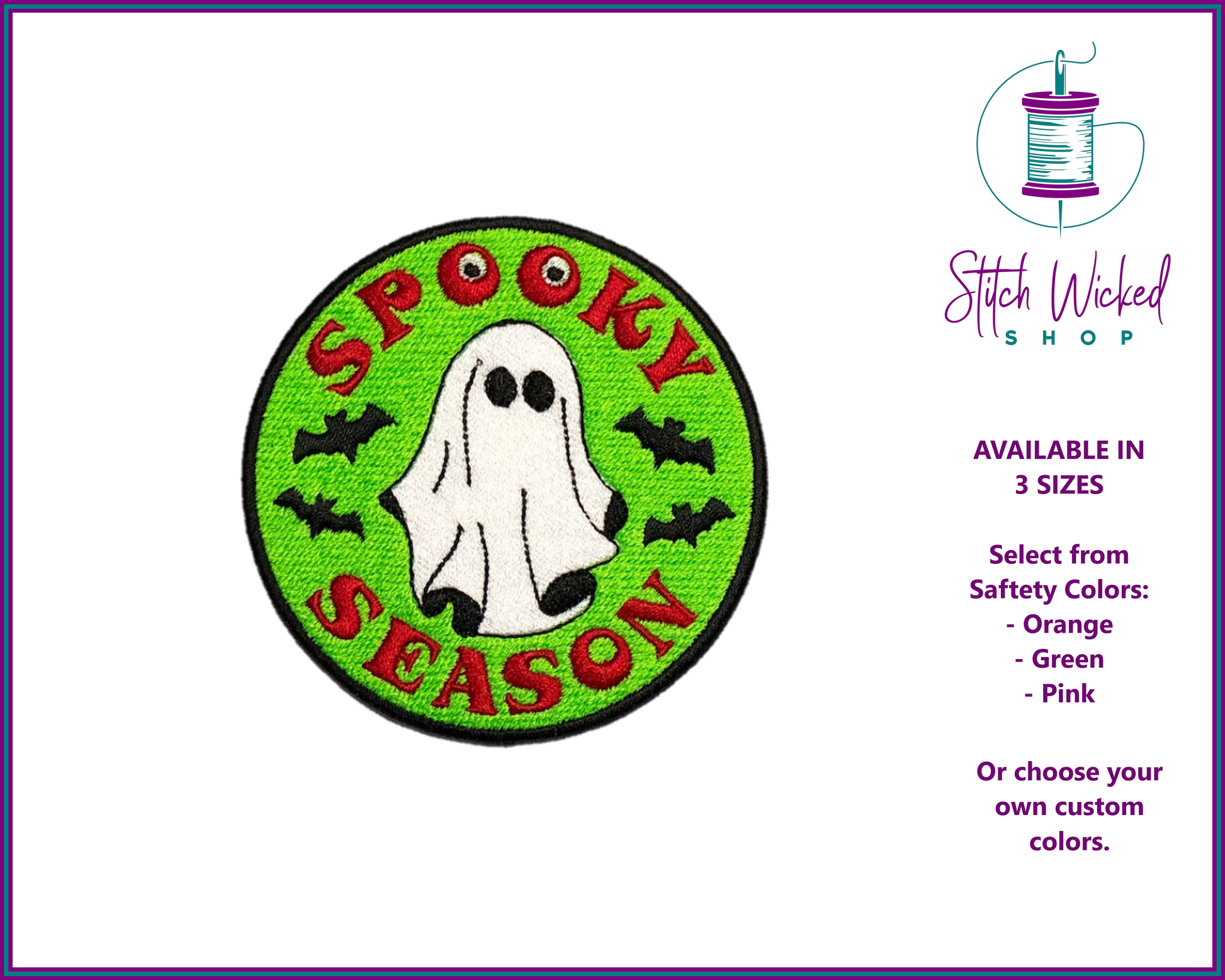 Spooky Season Embroidered Patch, Halloween Patches, Custom