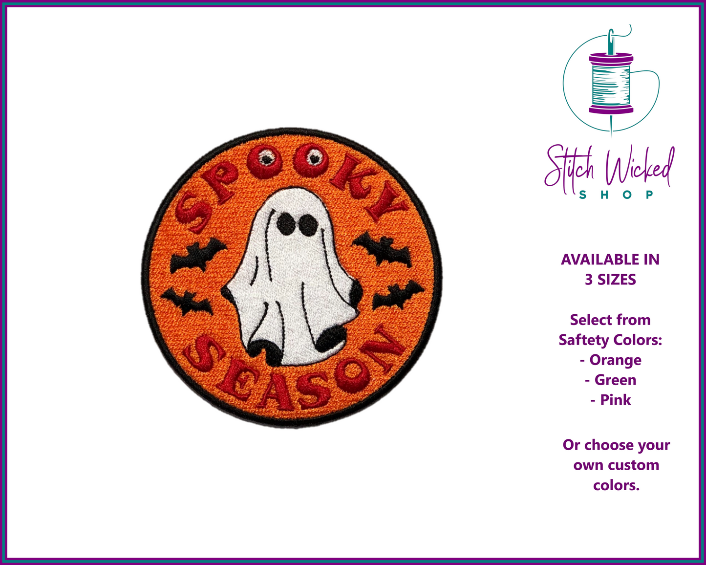 Spooky Season Embroidered Patch, Halloween Patches, Custom Embroidered Patch, Spooky Season Sweatshirt Patch, Halloween Embroidered Patch
