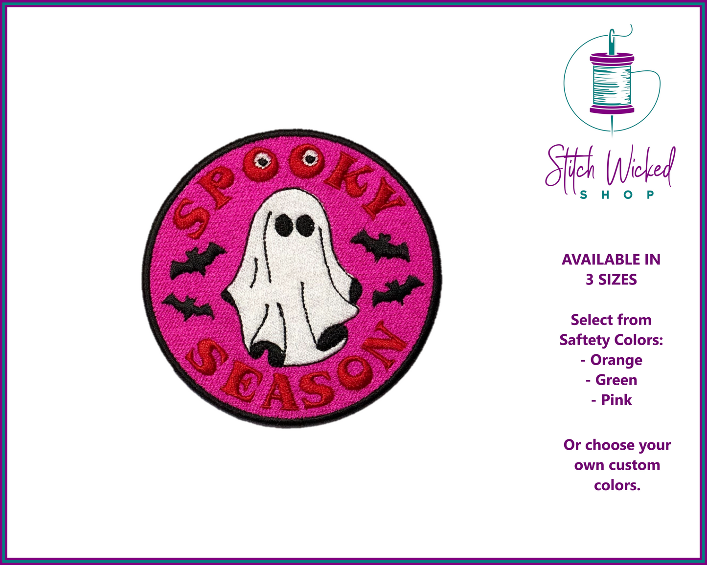 Spooky Season Embroidered Patch, Halloween Patches, Custom Embroidered Patch, Spooky Season Sweatshirt Patch, Halloween Embroidered Patch