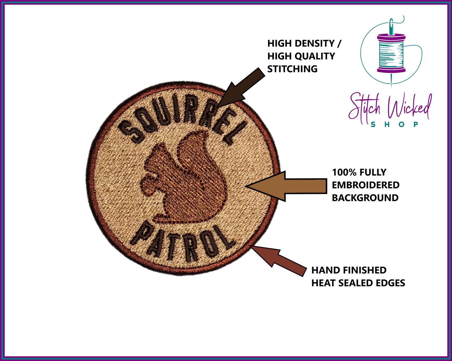 Squirrel Patrol Patch, Squirrel Patrol Dog Tag, Dog Bandana Patches, Dog Patches For Harness, Funny Dog Patch, Custom Dog Patch, Circle