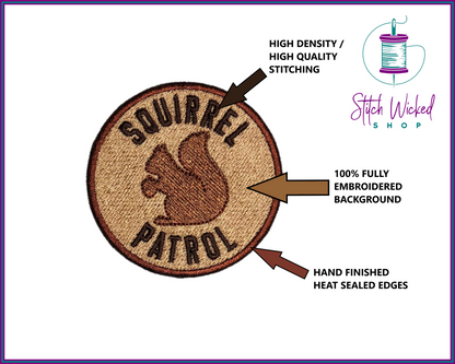 Squirrel Patrol Patch, Squirrel Patrol Dog Tag, Dog Bandana Patches, Dog Patches For Harness, Funny Dog Patch, Custom Dog Patch, Circle