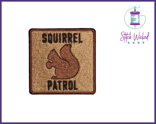 Squirrel Patrol Patch, Squirrel Patrol Dog Tag, Dog Bandana Patches, Dog Patches For Harness, Funny Dog Patch, Custom Dog Patch, Square