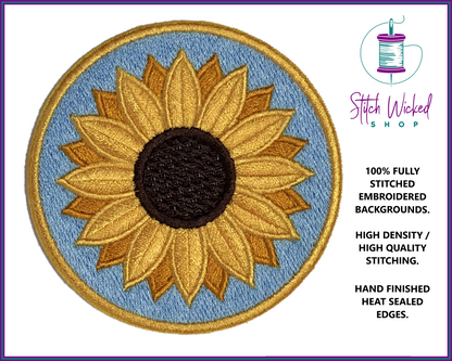 Sunflower Patch, Embroidered Suflower Patch, Flower Patches For Jackets, Iron On Patch for Jeans, Sew On Patch For Hat, Available In 4 Sizes
