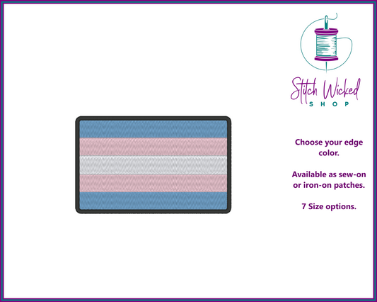 Transgender Pride Flag Embroidered Patch, LGBTQ Patches, Gay Pride Flag Patch, Rainbow Flag Patch, Gay Pride Gift, Iron On or Sew On, 7 Sizes