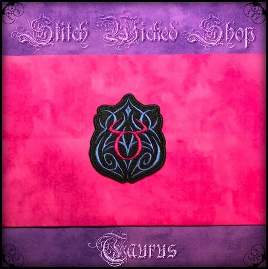 Taurus Tribal Zodiac, Fully Embroidered Patch - Stitch Wicked Shop