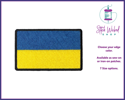 Ukraine Flag Embroidered Patch, Flag of Ukraine, Free Ukraine Patch, Stand With Ukraine Patch, Ukrainian Flag Patch, Available in 7 Sizes
