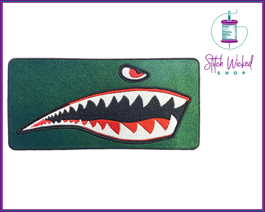 WW2 Tiger Shark Fighter Jet, Fully Embroidered Iron On Patch - Stitch Wicked Shop