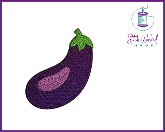 Eggplant, Fully Embroidered Patch - Stitch Wicked Shop