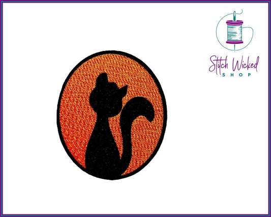 Black Cat Silhouette, Fully Embroidered Patch - Stitch Wicked Shop