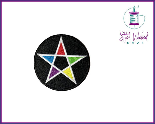Element Pentagram, Color Pentagram, Pentacle Star Fully Embroidered Patch - Stitch Wicked Shop