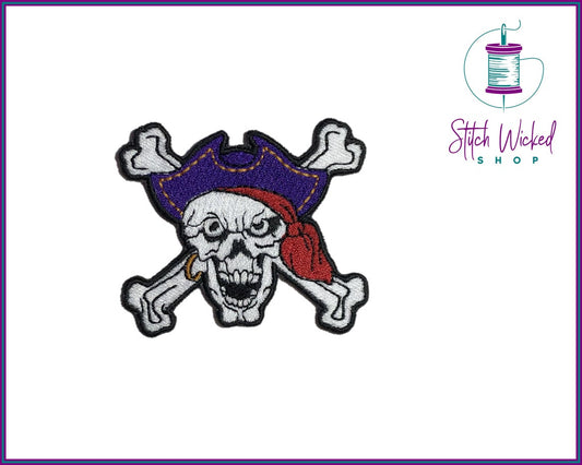 Pirate Skull, Fully Embroidered Patch - Stitch Wicked Shop