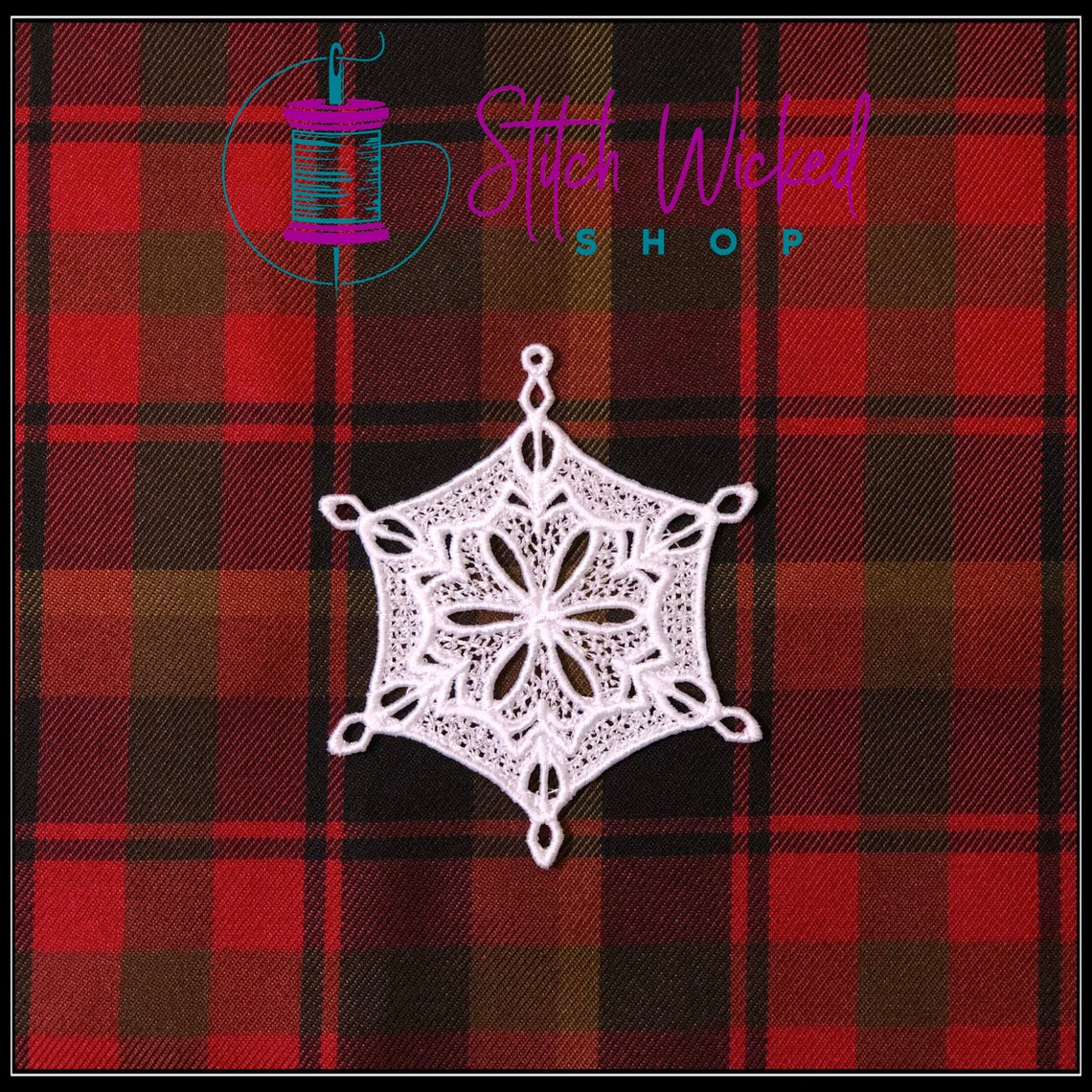 Lace Snowflake Christmas Tree Decoration, Free Standing Lace Ornament - Stitch Wicked Shop