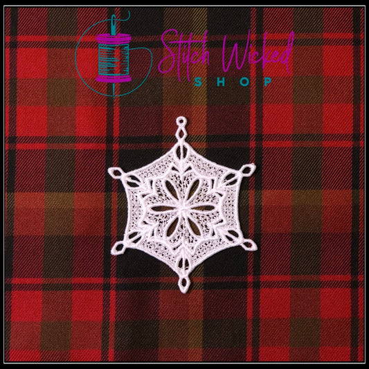 Lace Snowflake Christmas Tree Decoration, Free Standing Lace Ornament - Stitch Wicked Shop