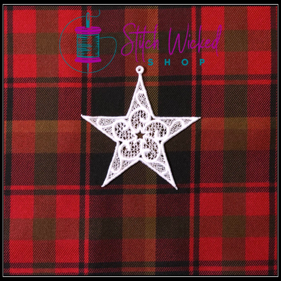 Lace Star Christmas Tree Decoration, Free Standing Lace Ornament - Stitch Wicked Shop