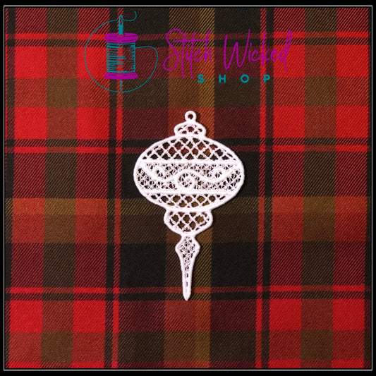 Lace Teardrop Ornament Christmas Tree Decoration, Free Standing Lace Ornament - Stitch Wicked Shop